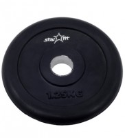 Диск обрезиненный STAR FIT BB-202 1,25 кг, d=26 мм, стальная втулка, черный 1/16