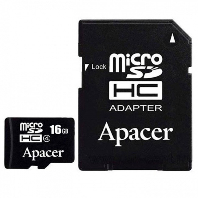Карта памяти Apacer microSDHC Card Class 10 16GB + SD adapter