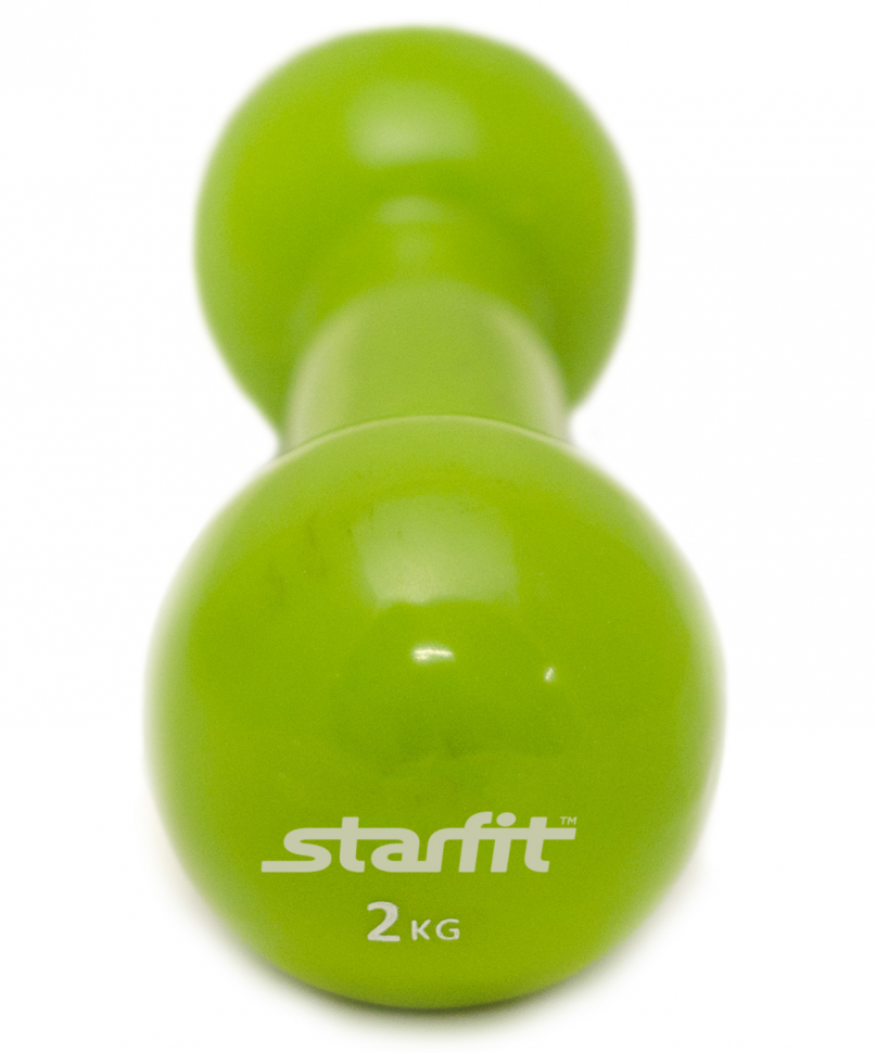 Гантель виниловая STARFIT DB-102 2 кг, зеленая (1 шт.) 1/10