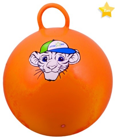 Мяч-попрыгун STARFIT GB-402 55 см "Тигренок", с ручкой, оранжевый 1/10