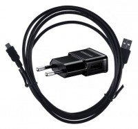Сетевое зарядное устройство Samsung (1А) + кабель microUSB black (черный)